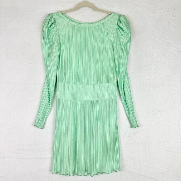 LoveShackFancy Carleen Dress Size 4 Light Emerald Green Pleated Plisse - Picture 2 of 6
